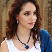 Load image into Gallery viewer, Lapis Lazuli Earrings Sterling Silver Floral Jewelry - Lovely Lily | NOVICA