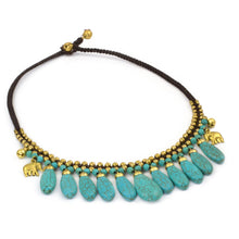Load image into Gallery viewer, Beaded Turquoise Colored Elephant Necklace - Siam Legacy | NOVICA