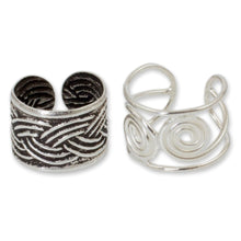 Load image into Gallery viewer, Sterling silver ear cuff earrings (Pair) - Contrasts | NOVICA
