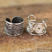 Load image into Gallery viewer, Sterling silver ear cuff earrings (Pair) - Contrasts | NOVICA