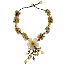 Load image into Gallery viewer, Fair Trade Floral Beaded Quartz Necklace - Dazzling Bloom | NOVICA