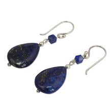 Load image into Gallery viewer, Lapis Lazuli Dangle Earrings - Blue Lily | NOVICA