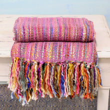 Load image into Gallery viewer, Striped Throw Blanket - Joyous Amethyst | NOVICA