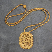 Load image into Gallery viewer, Hand Made Indian Floral Wood Pendant Necklace - Elephant Shadow | NOVICA