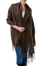 Load image into Gallery viewer, Alpaca and silk shawl - Olive Fields | NOVICA