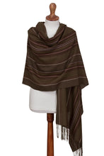 Load image into Gallery viewer, Alpaca and silk shawl - Olive Fields | NOVICA