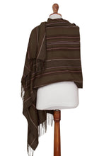 Load image into Gallery viewer, Alpaca and silk shawl - Olive Fields | NOVICA