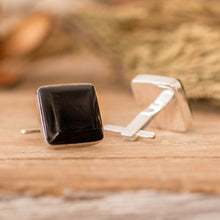 Load image into Gallery viewer, Black jade cufflinks - Maya Minimalist | NOVICA