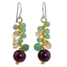 Load image into Gallery viewer, Handcrafted Citrine and Quartz Cluster Earrings - Sweet Berries | NOVICA