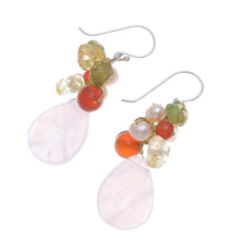 Load image into Gallery viewer, Quartz Carnelian Citrine Cluster Earrings - Tropical Garden | NOVICA