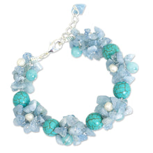 Load image into Gallery viewer, Handmade Pearl Aquamarine Blue Calcite Bracelet Thailand - Cool Beauty | NOVICA
