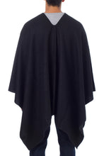 Load image into Gallery viewer, Peruvian Poncho for Men in Warm Alpaca Blend - Inca Explorer in Black | NOVICA