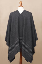Load image into Gallery viewer, Warm Men's Alpaca Blend Poncho with V-neck from Peru - Gray Nazca | NOVICA