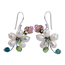 Load image into Gallery viewer, Pearls and Gems Earrings Artisan Crafted Thai Jewelry - Frangipani Glam | NOVICA