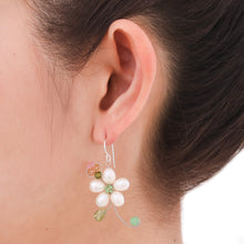 Load image into Gallery viewer, Pearls and Gems Earrings Artisan Crafted Thai Jewelry - Frangipani Glam | NOVICA