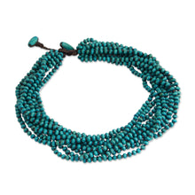Load image into Gallery viewer, Blue Torsade Necklace Wood Beaded Jewelry - Mekong Belle | NOVICA