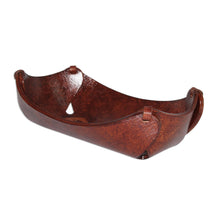 Load image into Gallery viewer, Leather Catchall in Honey Brown Artisan Crafted in Peru - Floral Star | NOVICA