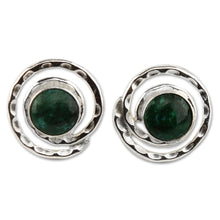 Load image into Gallery viewer, Handmade Sterling Silver Chrysocolla Earrings - Cuzco Aura | NOVICA