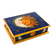 Load image into Gallery viewer, Eclipse Motif Reverse Painted Glass Box Peru - Sun Moon Attraction | NOVICA