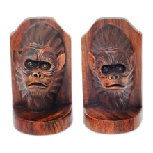 Load image into Gallery viewer, Balinese Artisan Crafted Signed Orangutan Bookends (Pair) - Orangutan Couple | NOVICA