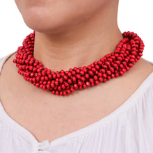 Load image into Gallery viewer, Red Torsade Necklace Wood Beaded Jewelry - Bangkok Belle | NOVICA