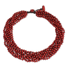Load image into Gallery viewer, Red Torsade Necklace Wood Beaded Jewelry - Bangkok Belle | NOVICA