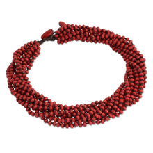 Load image into Gallery viewer, Red Torsade Necklace Wood Beaded Jewelry - Bangkok Belle | NOVICA