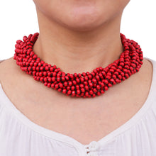 Load image into Gallery viewer, Red Torsade Necklace Wood Beaded Jewelry - Bangkok Belle | NOVICA