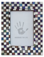 Load image into Gallery viewer, Handcrafted Glass Tile Photo Frame (4x6) - Memoirs of Amethyst and Silver | NOVICA
