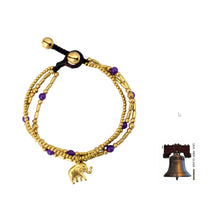 Load image into Gallery viewer, Brass Bracelet Purple-color Gems Beaded Jewelry - Purple Elephant Charm | NOVICA
