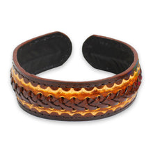 Load image into Gallery viewer, Artisan Crafted Leather Cuff Bracelet for Men - Desert Warrior | NOVICA