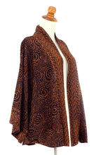 Load image into Gallery viewer, Brown and Black Batik Rayon short kimono jacket - Javanese Chocolate | NOVICA