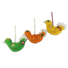 Load image into Gallery viewer, 3 Fair Trade Bird Ornaments from India - Song of Joy | NOVICA