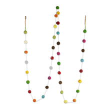 Load image into Gallery viewer, Embroidered Handmade Felt Holiday Garland - Gumdrop Pompoms | NOVICA