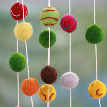 Load image into Gallery viewer, Embroidered Handmade Felt Holiday Garland - Gumdrop Pompoms | NOVICA