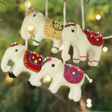 Load image into Gallery viewer, Four Fair Trade White Elephant Ornaments Set - White Elephants | NOVICA