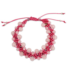 Load image into Gallery viewer, Artisan Crafted Rose Quartz Wristband Bracelet - Waves | NOVICA
