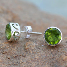 Load image into Gallery viewer, Peridot Stud Earrings Sterling Silver Jewelry - Spark of Life | NOVICA
