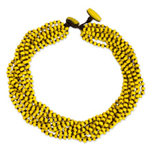 Load image into Gallery viewer, Wood Beaded Jewelry Yellow Torsade Necklace - Phrae Belle | NOVICA
