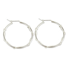Load image into Gallery viewer, Modern Handmade Sterling Silver Hoop Earrings - Goddess of Health | NOVICA