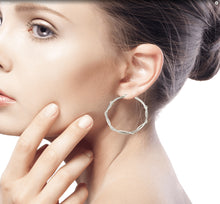 Load image into Gallery viewer, Modern Handmade Sterling Silver Hoop Earrings - Goddess of Health | NOVICA