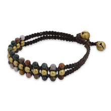 Load image into Gallery viewer, Jasper and Brass Wristband Bracelet - Colors of Joy | NOVICA