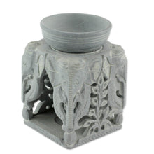 Load image into Gallery viewer, Oil Warmer Hand-carved of Soapstone - Agra Elephants | NOVICA