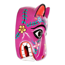 Load image into Gallery viewer, Artisan Crafted Traditional Wood Mask - Purple Maya Jaguar | NOVICA