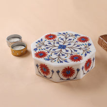 Load image into Gallery viewer, Handcrafted Indian Floral Marble Inlay Jewelry Box - Sunflower Bouquet | NOVICA