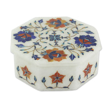 Load image into Gallery viewer, Heptagonal Marble Inlay Jewelry Box - Swirling Blossoms | NOVICA
