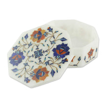 Load image into Gallery viewer, Heptagonal Marble Inlay Jewelry Box - Swirling Blossoms | NOVICA