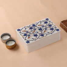 Load image into Gallery viewer, Fair Trade Marble Inlay Jewelry Box - Blue Starflowers | NOVICA