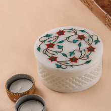Load image into Gallery viewer, Handcrafted Marble Inlay Jewelry Box - Mughal Garland | NOVICA