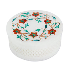 Load image into Gallery viewer, Handcrafted Marble Inlay Jewelry Box - Mughal Garland | NOVICA